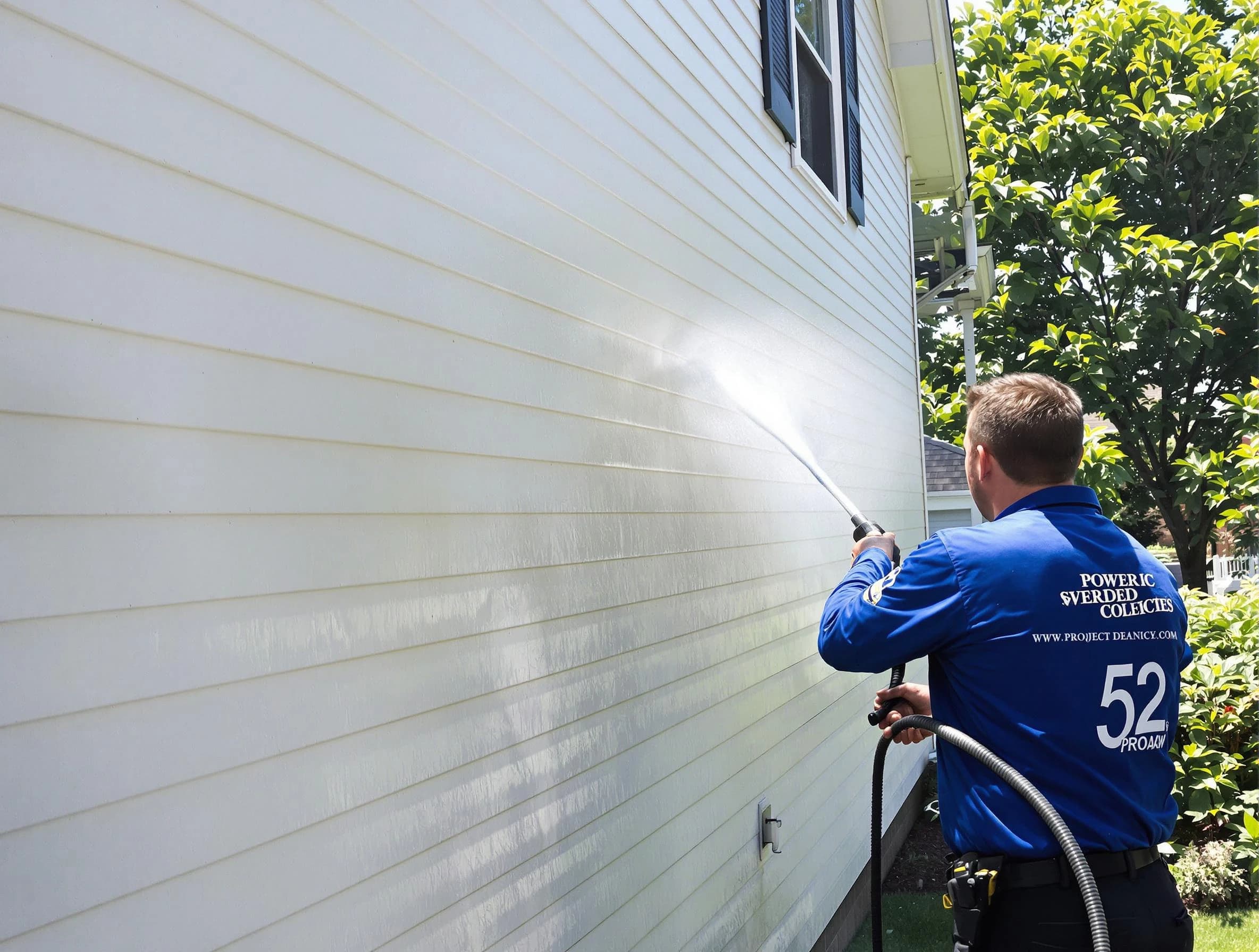 A Parma Heights Power Washing technician power washing a home in Parma Heights