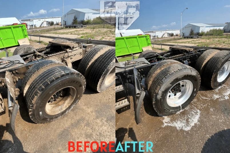 Parma Heights Power Washing team cleaning commercial fleet vehicles in Parma Heights